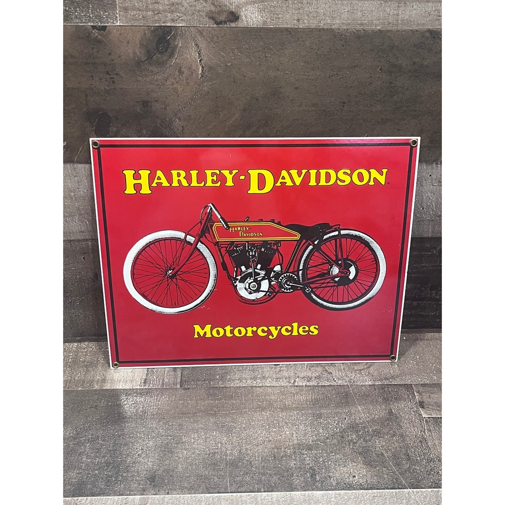 Harley-Davidson 1915 61ci Pocket Valve Racer Porcelain Sign Ande Rooney 2004 Red